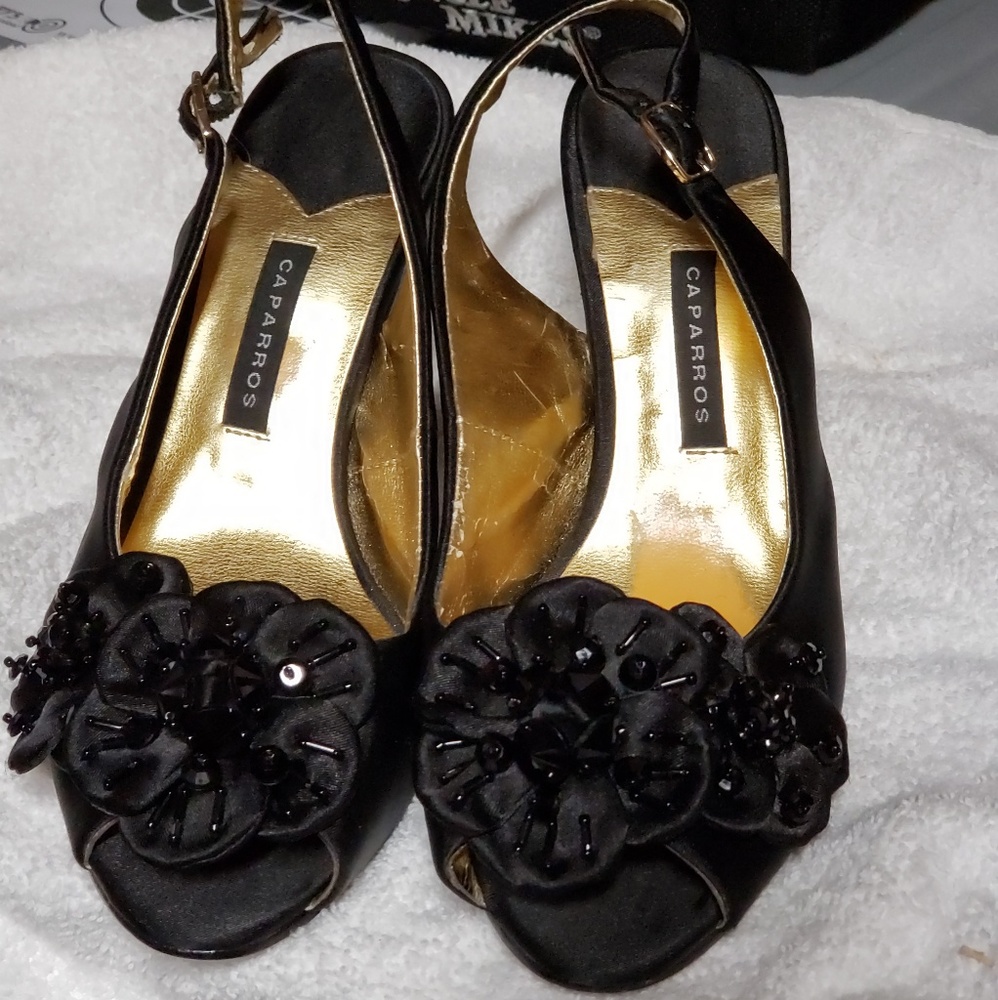 Black sling back shoes